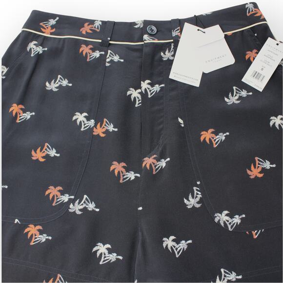 Sz8 NEW Equipment Femme Jaxon Palm Print 100%Silk Shorts Pockets - Picture 4 of 9